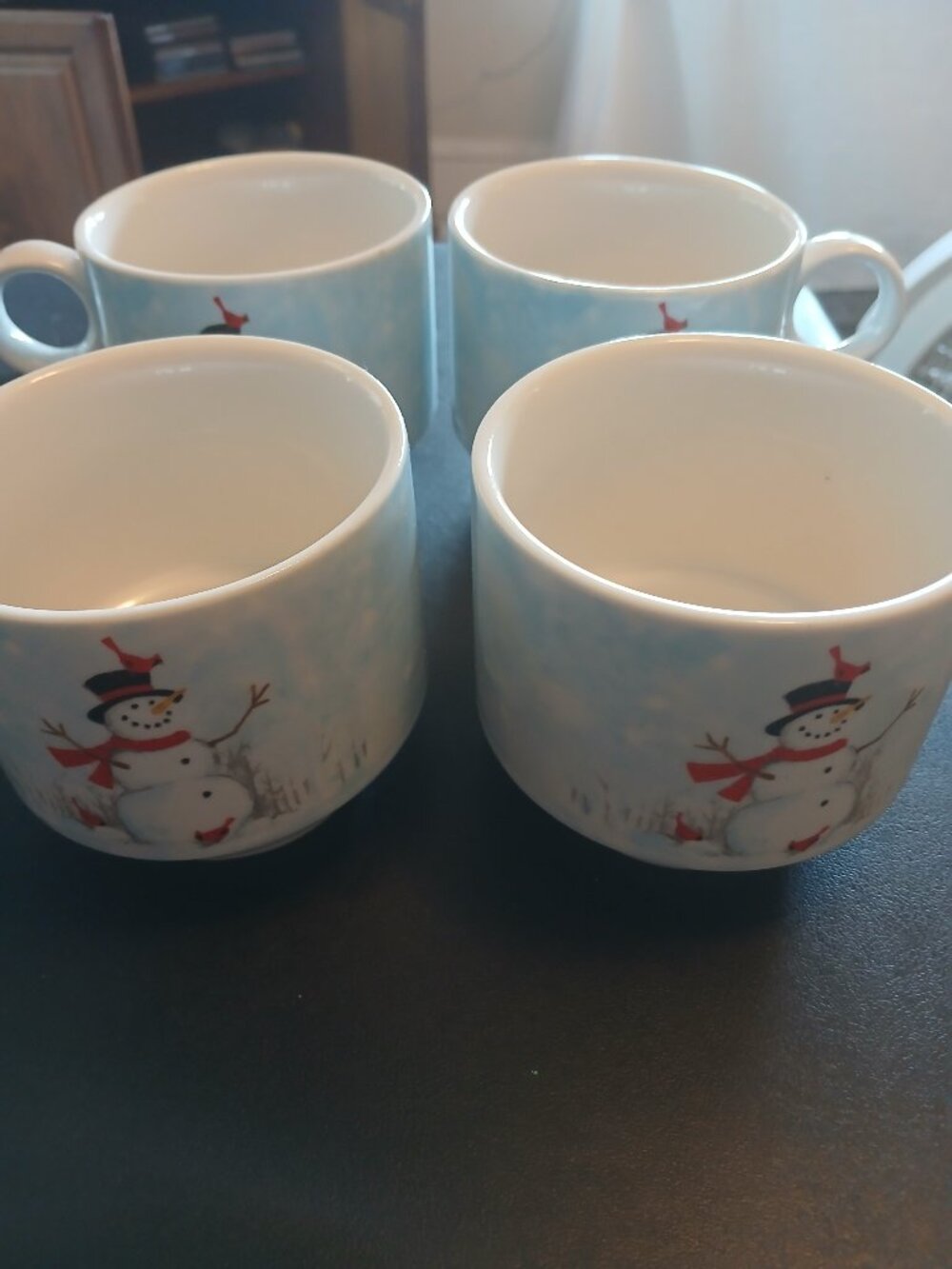 Grace Teaware Christmas Snowman Set of 4 Porcelain Mugs